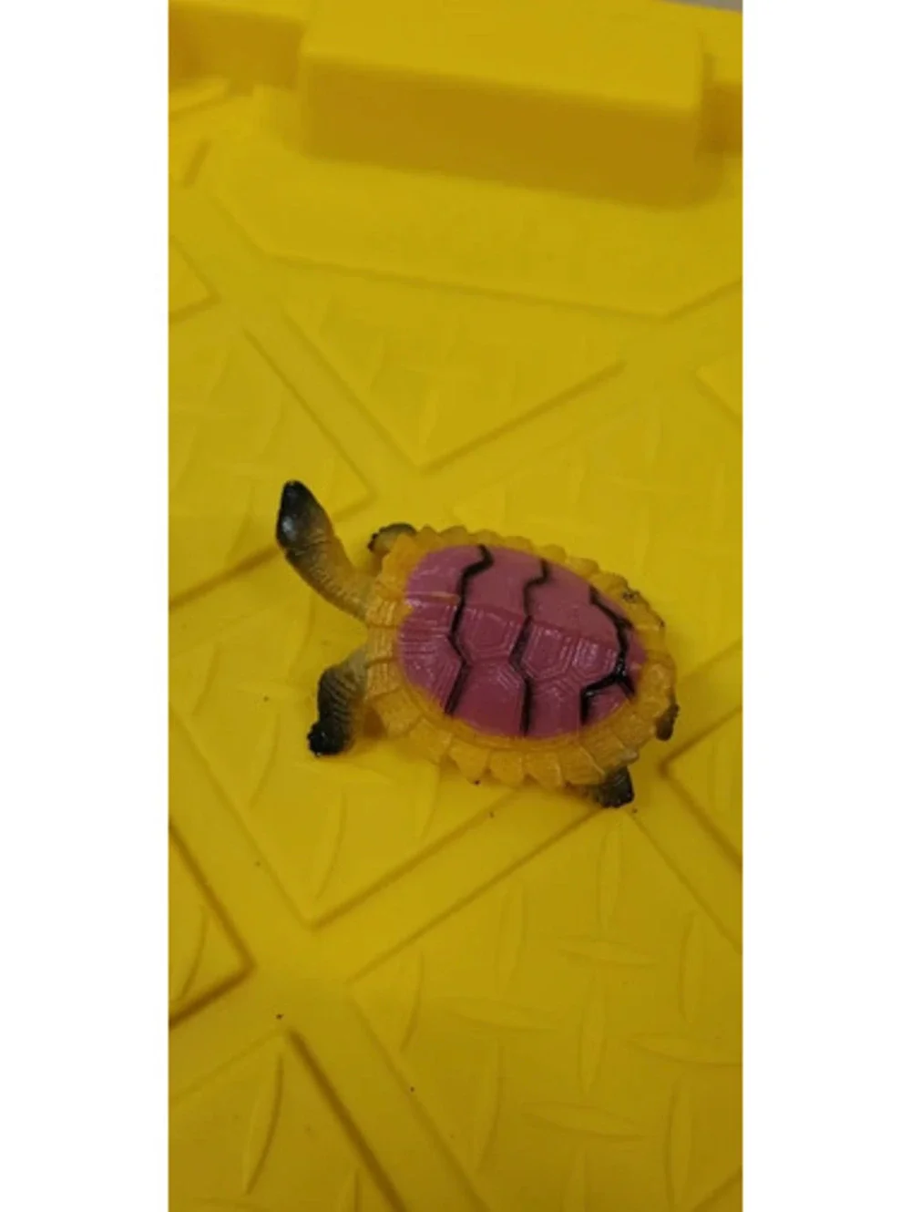 Vintage Plastic Turtle Figurine Yellow/Pink Toy Animal Mini Figure